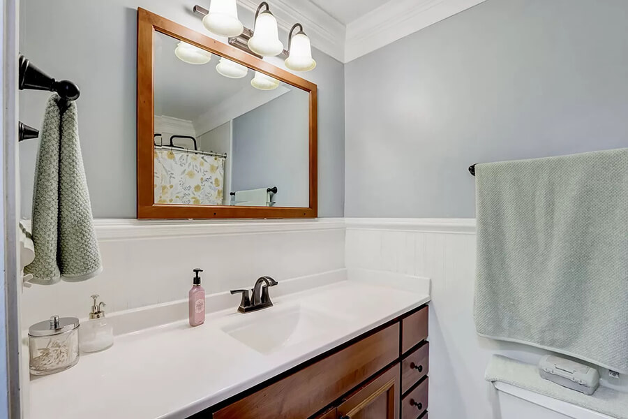 Clean bathroom counter and sink